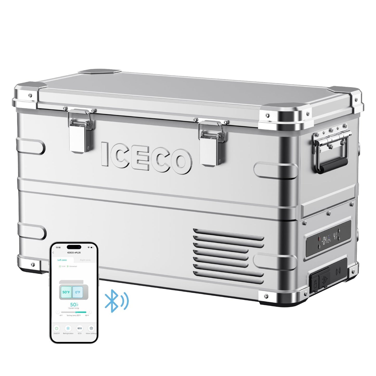APL35 Dual Zone Aluminum Silver Fridge | ICECO | 35 LT