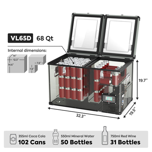 VL65 Dual Zone Metal Freezer | ICECO | 65LT