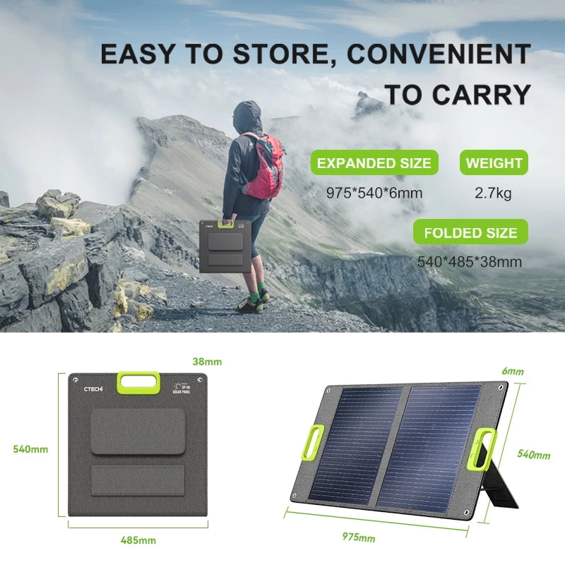 CTECHI 60W Portable Solar Panel