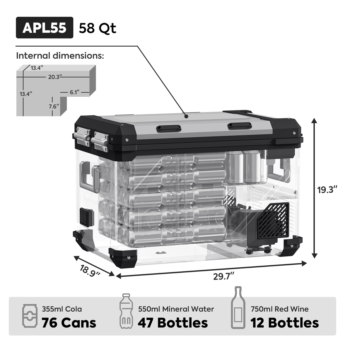 APL55 Dual Zone 12 Volt Freezer | ICECO | 55 LT