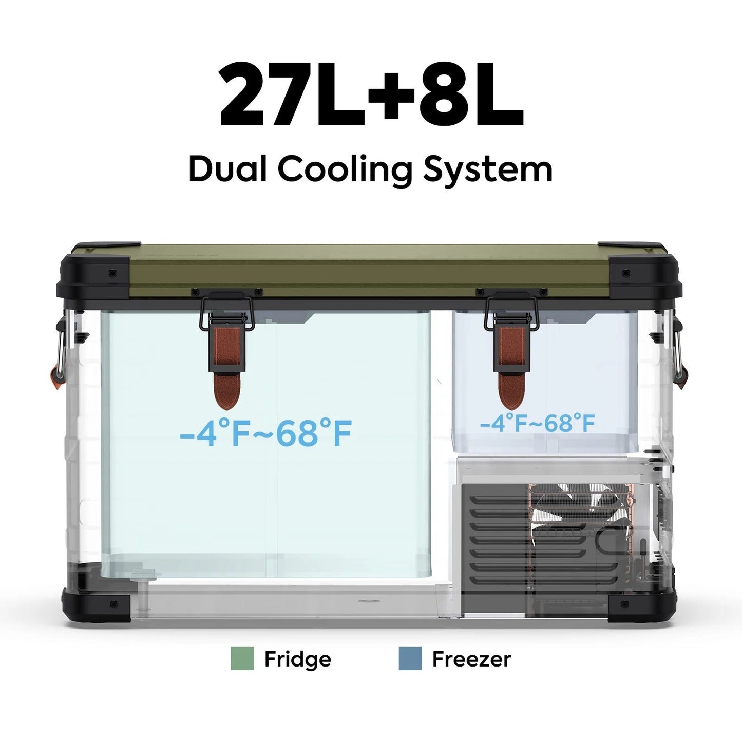 Jeep APL35 Dual Zone Aluminum Olive Freezer | ICECO | 35L